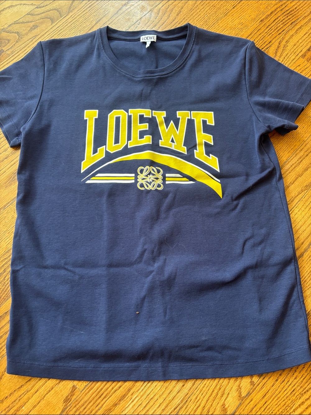 Loewe Navy Short Sleeve Tee with Yellow Logo